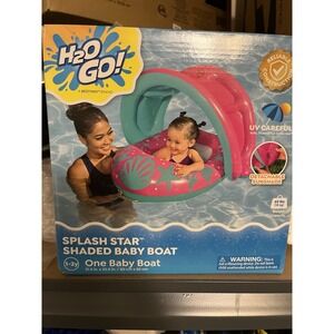 H2O Go Bestway Splash‎ Star Shaded Baby Boat Tube Float Detachable Shade Pink